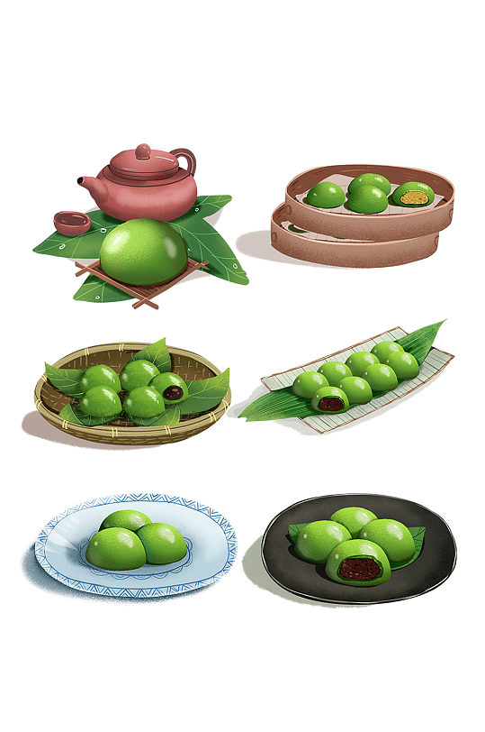 清明节青团手绘元素