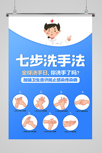 全球洗手日七步洗手法宣传海报