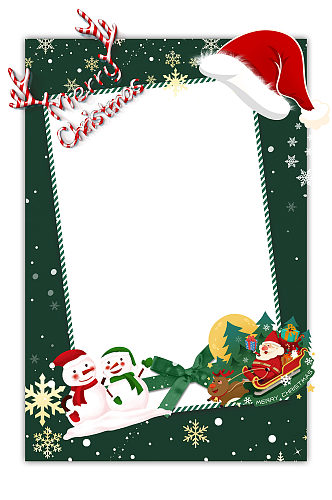 圣诞节牌照框绿色简约海报