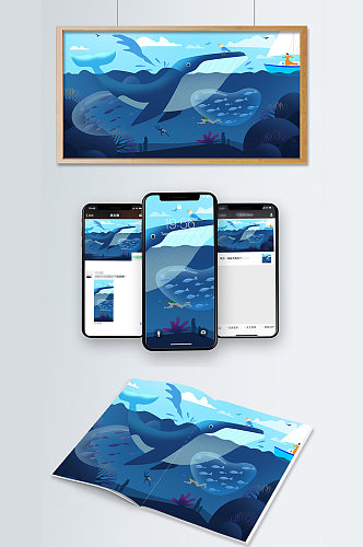 保护海洋潜泳遇鲸鱼