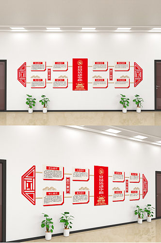 中式党建文化墙红色文化四个意识
