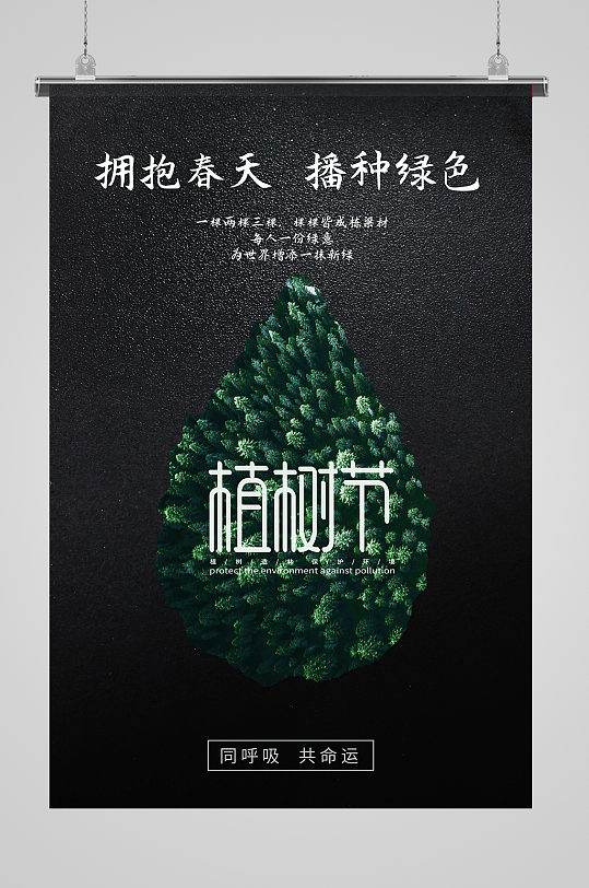 312植树节简约绿色宣传海报