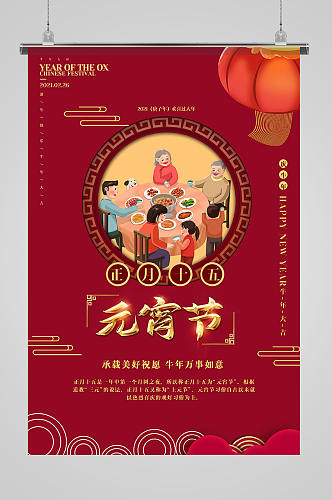 元宵节正月十五传统习俗海报