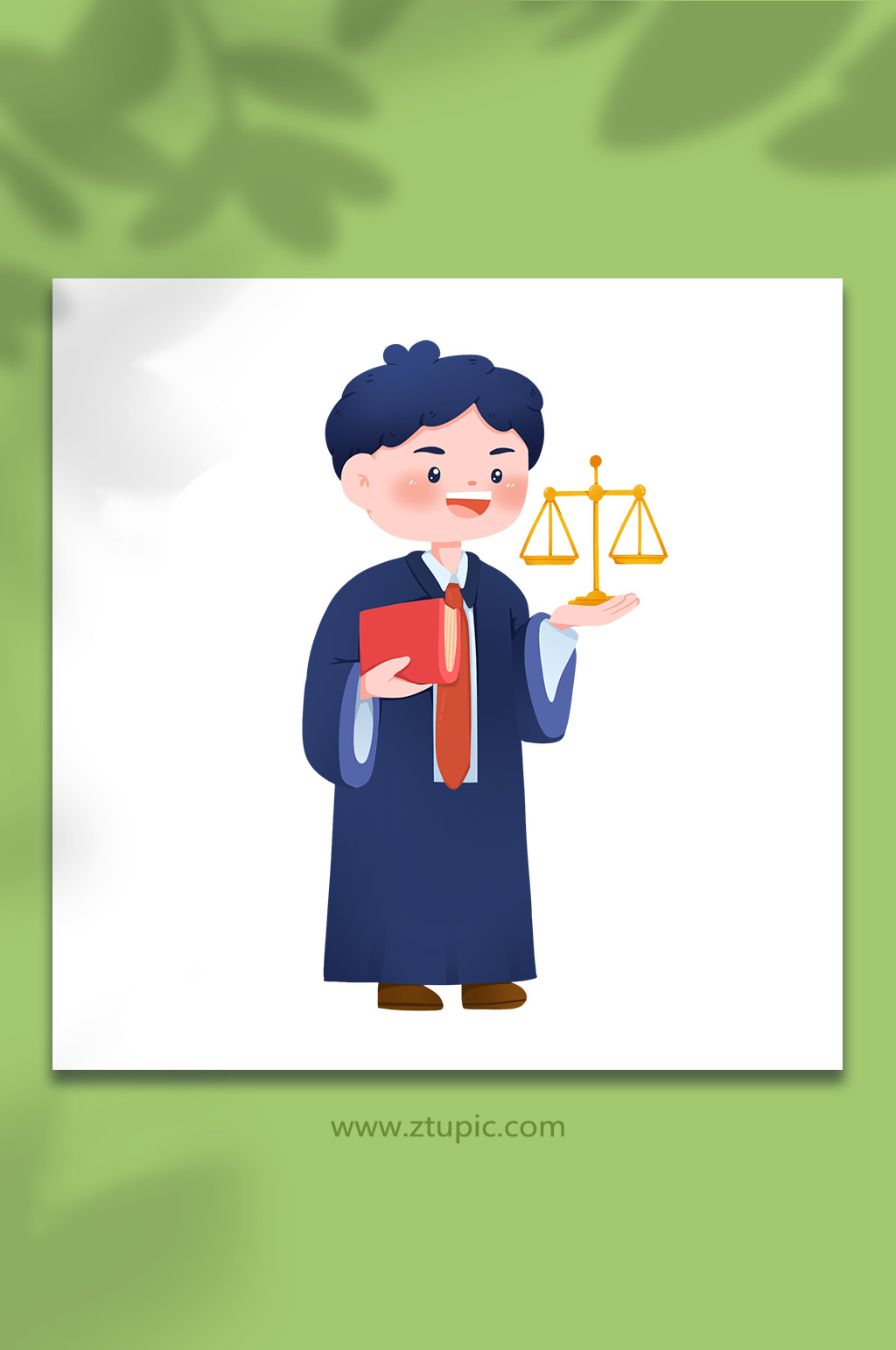 卡通手绘法官人物插画素材
