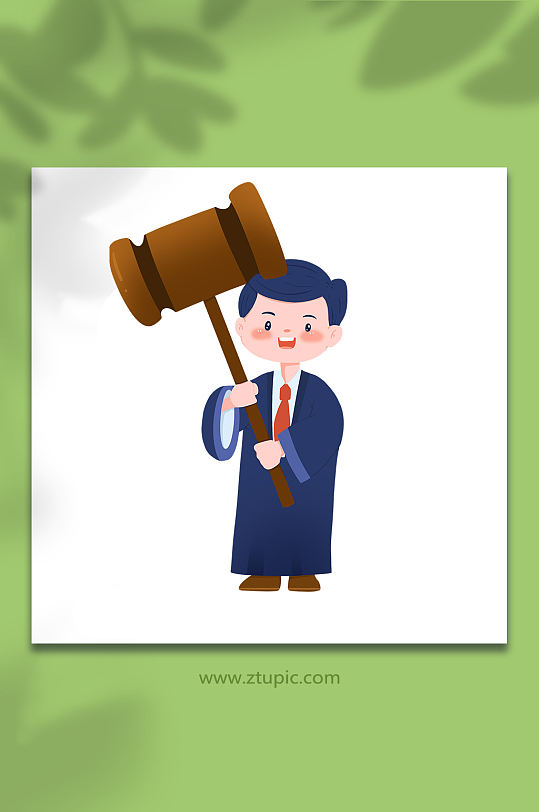手持定锤法官人物插画