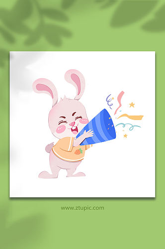 撒花庆祝兔子动物系列动作表情包元素插画