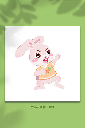 冲鸭兔子动物系列动作表情包元素插画