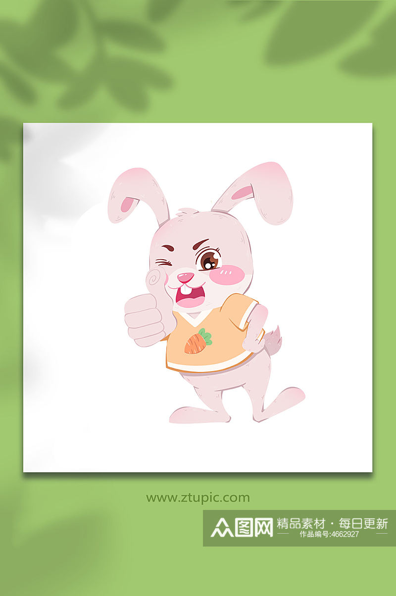 点赞兔子动物系列动作表情包元素插画素材