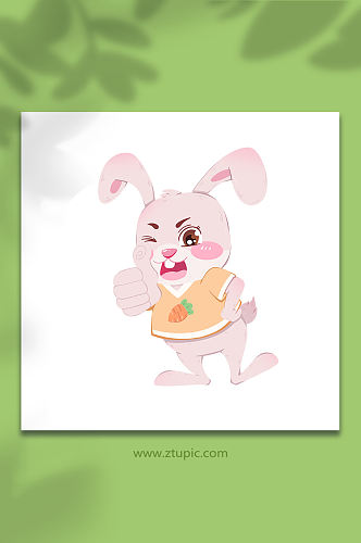点赞兔子动物系列动作表情包元素插画