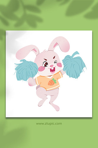 啦啦队兔子动物系列动作表情包元素插画