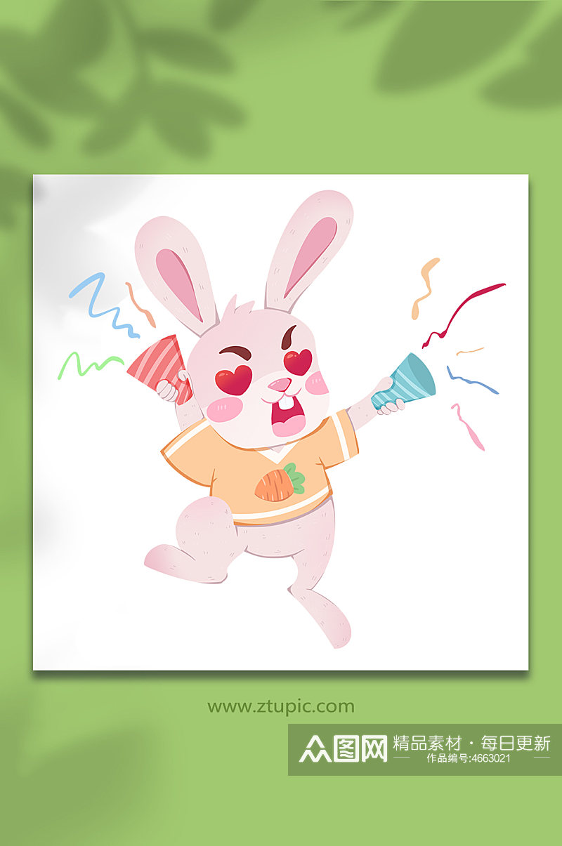 双手撒花兔子动物系列动作表情包元素插画素材