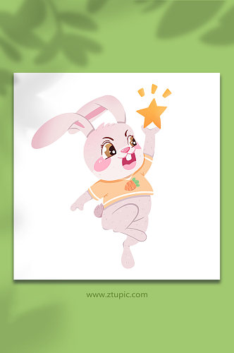 明星兔子动物系列动作表情包元素插画