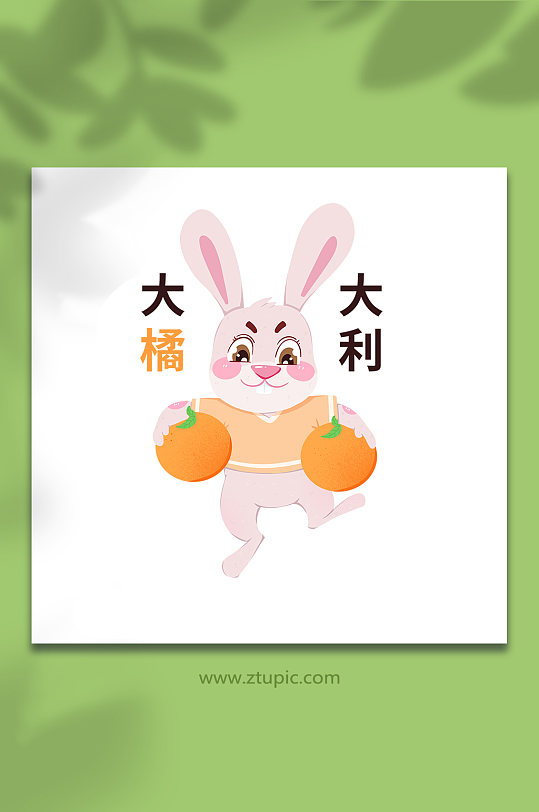 大吉大利兔年动物系列动作表情包元素插画