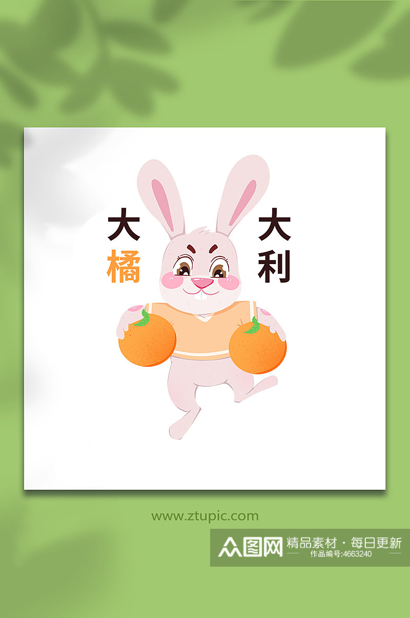 大吉大利兔年动物系列动作表情包元素插画素材