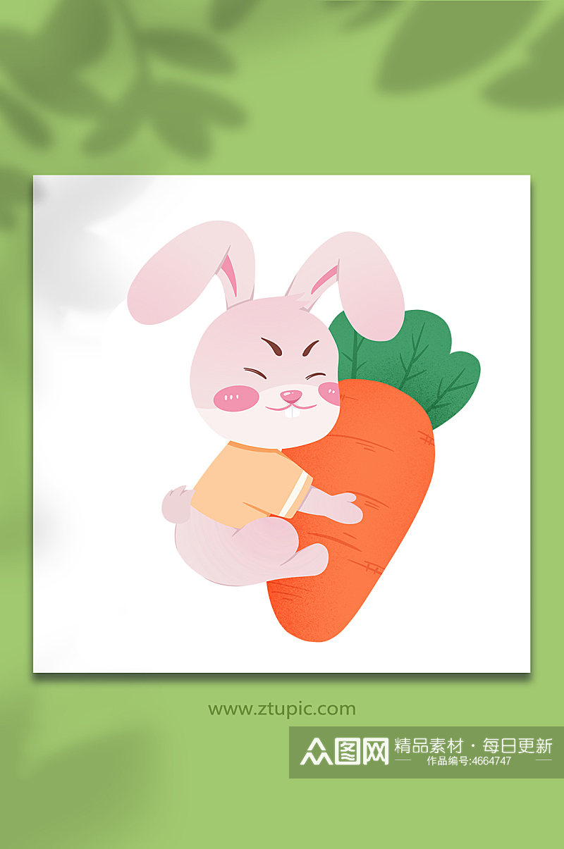 拥抱兔子动物系列动作表情包元素插画素材