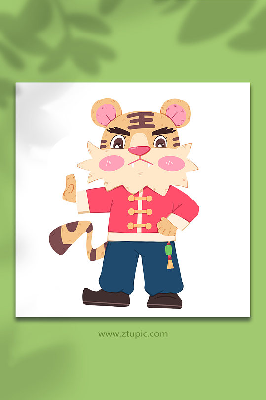 卡通手绘寅虎十二生肖动物元素插画-众图网