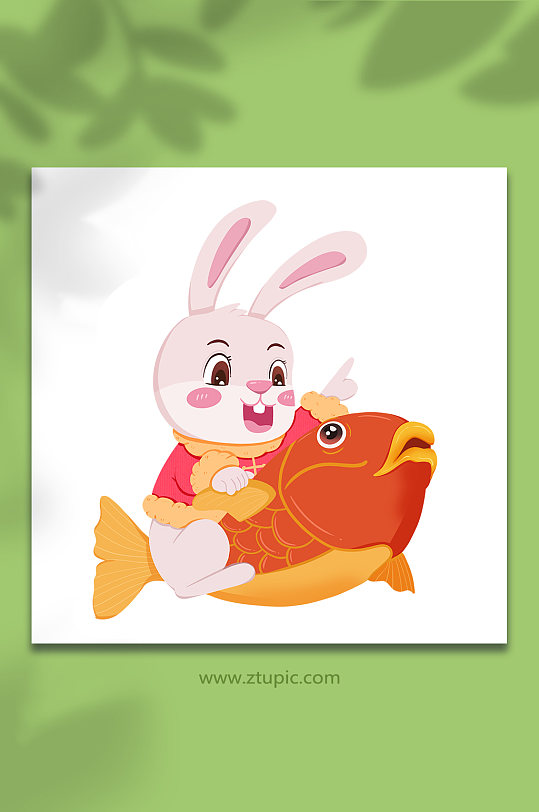 兔年喜庆年年有余动物系列动作表情包元素插画