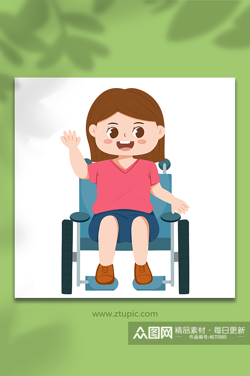 轮椅出行残疾人人物插画素材