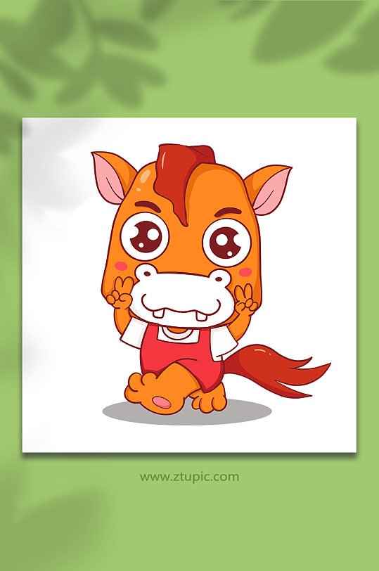 卡通马十二生肖动物元素插画