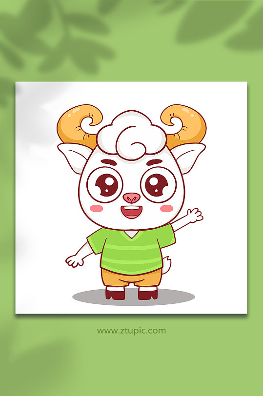 卡通羊十二生肖动物元素插画-众图网