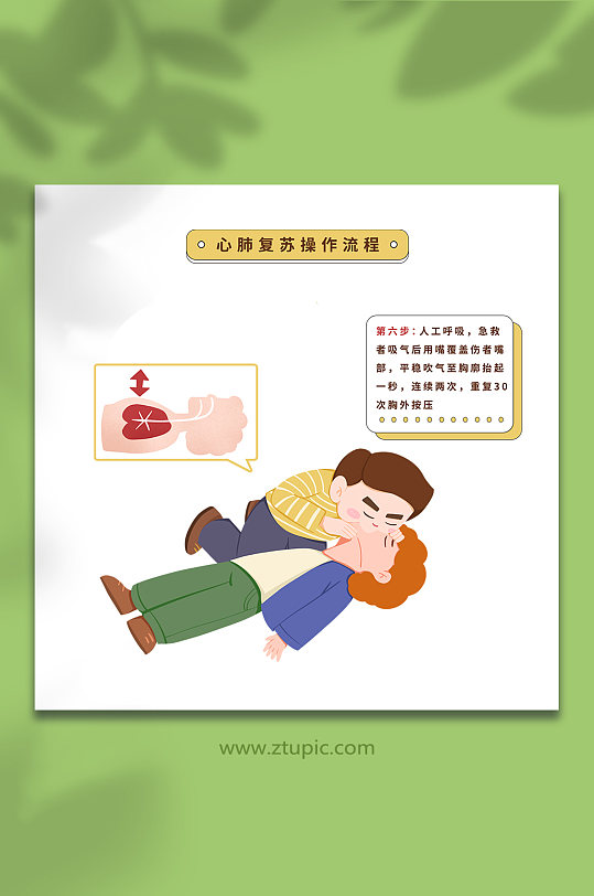 人工呼吸公共急救应急措施人物元素插画-众图网
