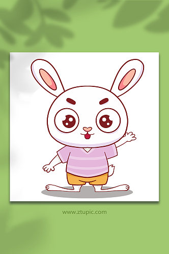卡通兔子十二生肖动物元素插画