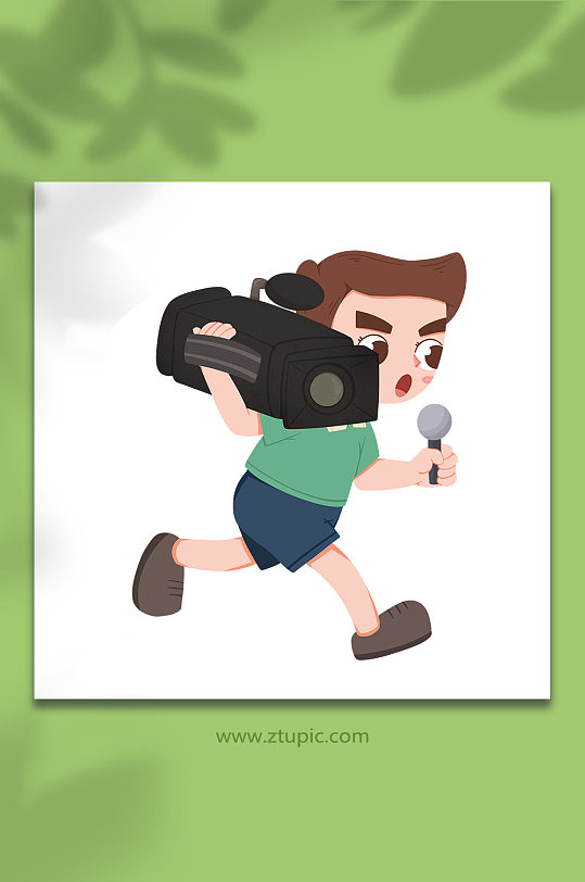 摄像机采访现场记者新闻媒体人物插画-众图网