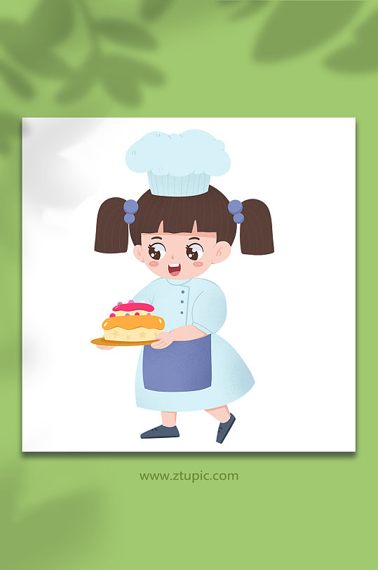 西点甜点蛋糕厨师人物插画