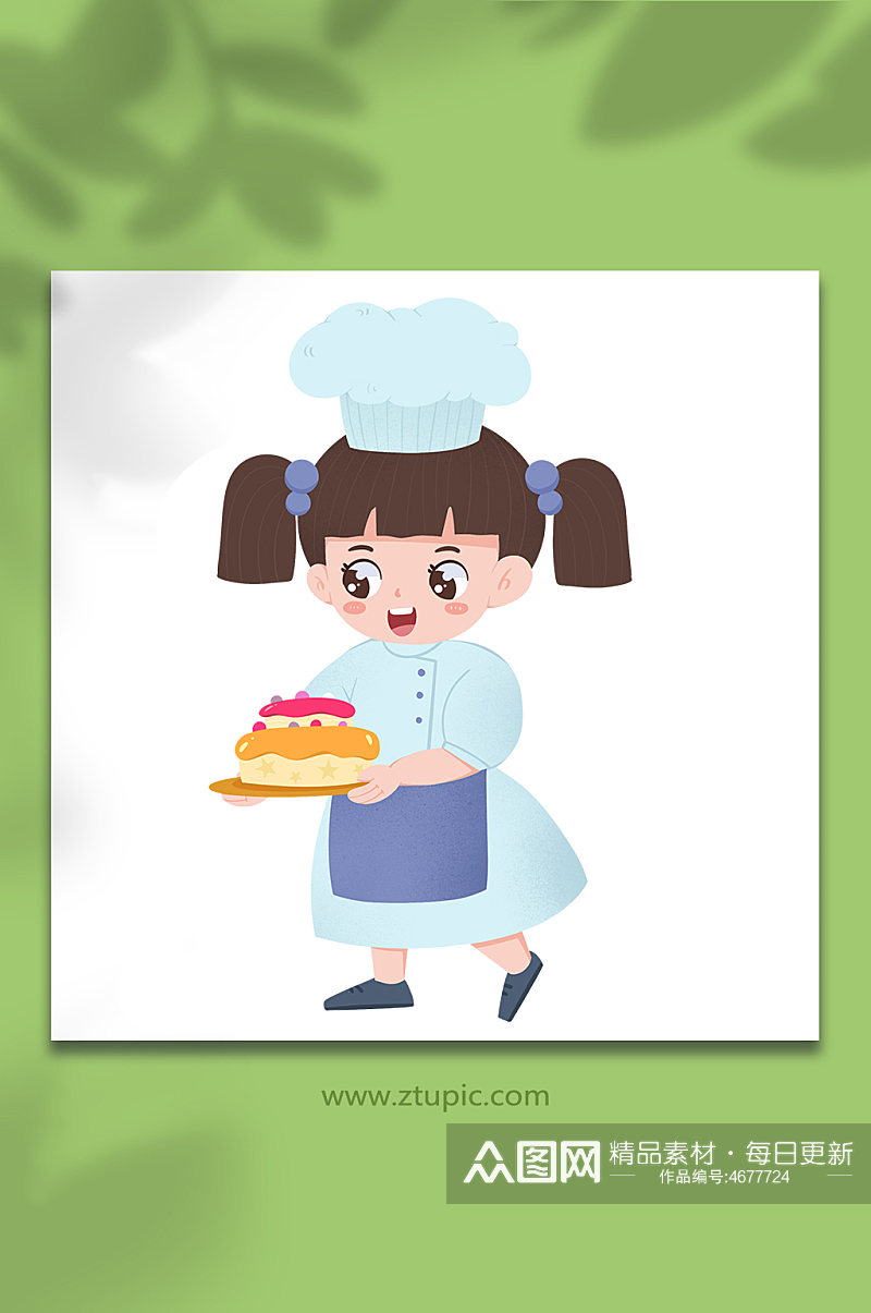 西点甜点蛋糕厨师人物插画素材