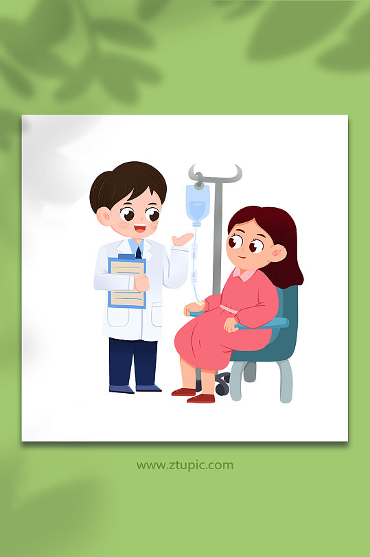 医嘱打吊针医生人物插画