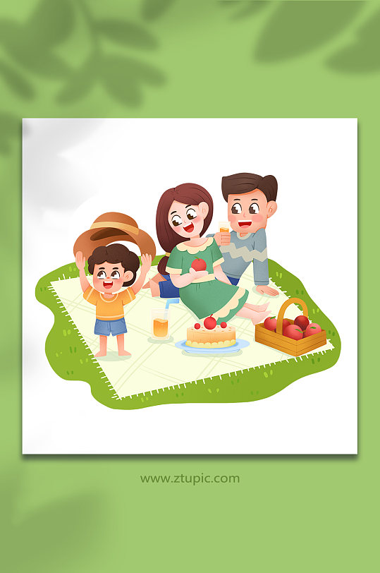 全家扁平化风格郊游露营人物插画-众图网