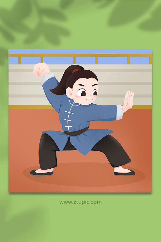 打拳拳术武术人物插画正版作品,可商用飞踢舞剑武术人物插画正版作品