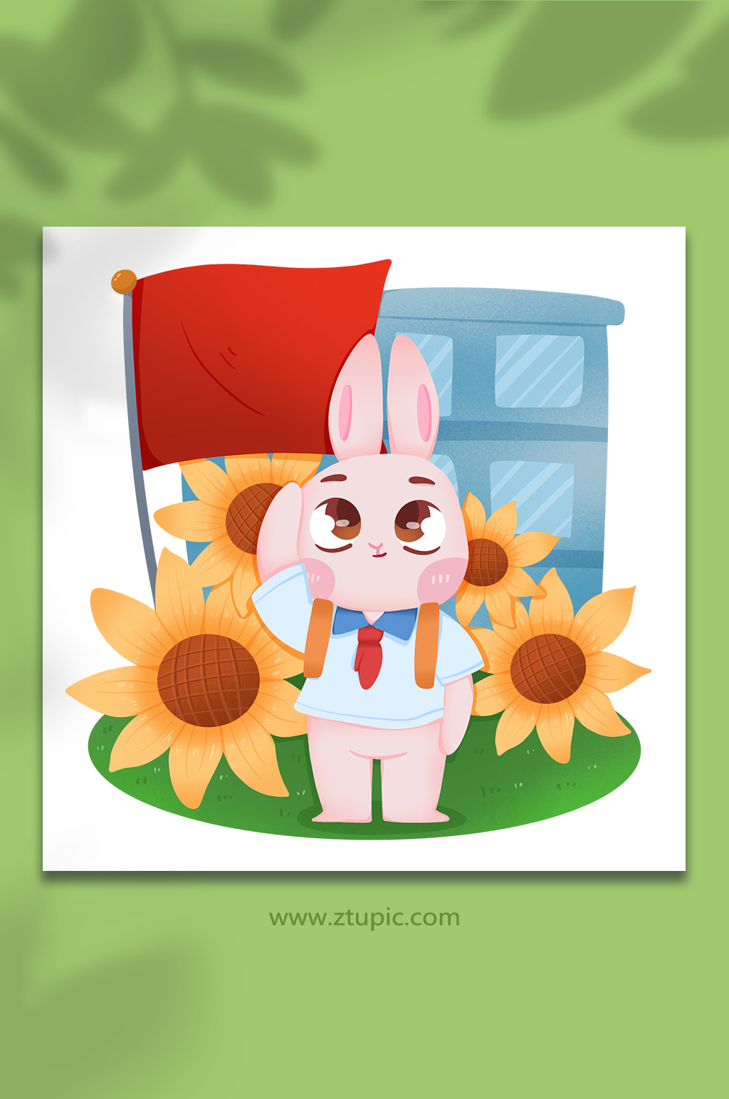 一只兔子和国旗图片