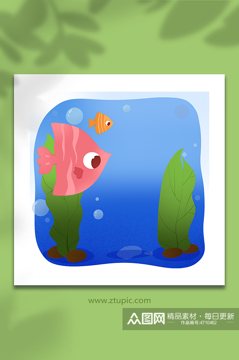 卡通手绘海底水下鱼背景素材