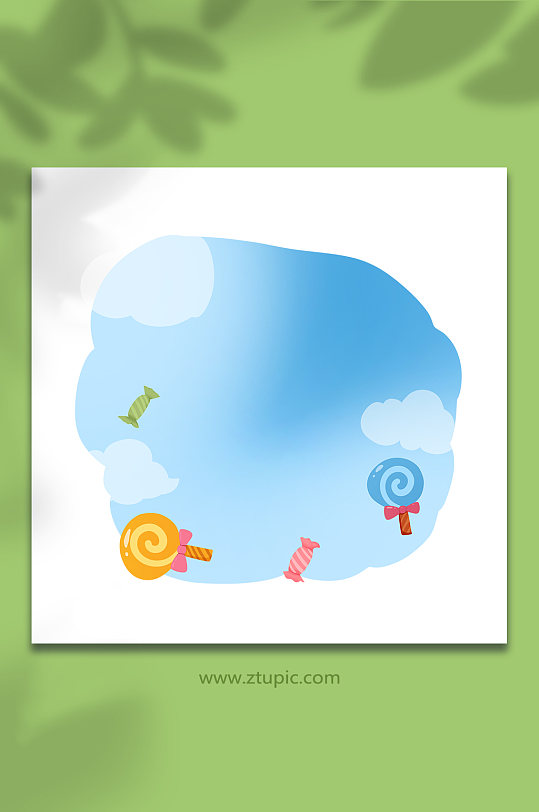 卡通手绘蓝天白云棒棒糖背景-众图网