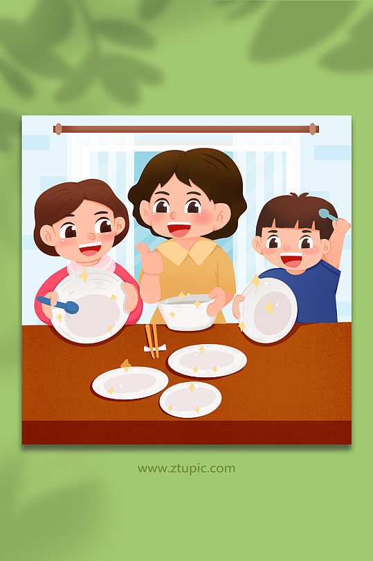 珍爱粮食光盘行动文明餐桌人物插画-众图网