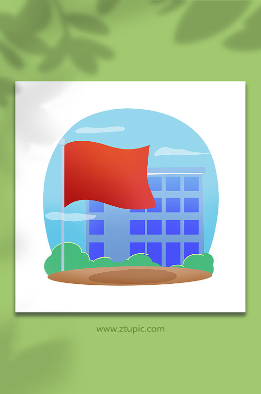 卡通手绘校园红旗背景-众图网