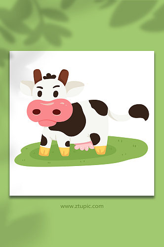 卡通手绘奶牛动物元素插画