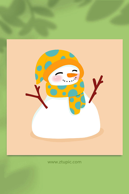 斑点围巾雪人小雪节气元素插画