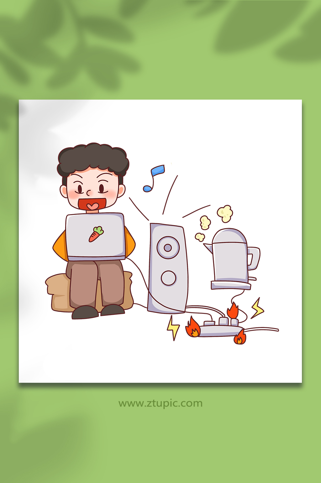 超负荷用电安全元素人物插画素材