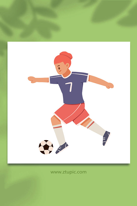 抬腿踢世界杯足球运动员元素插画