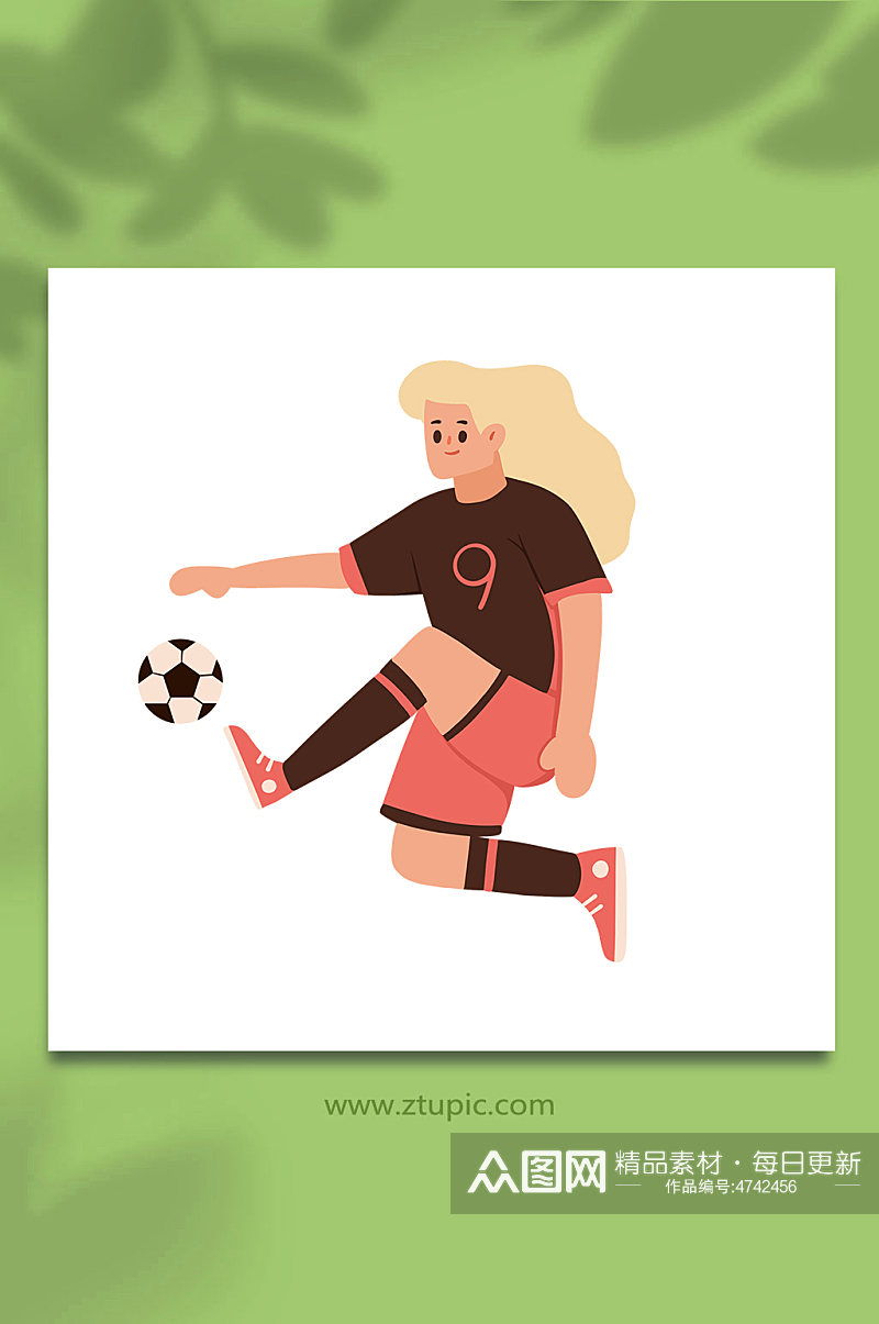 接球世界杯足球运动员元素插画素材