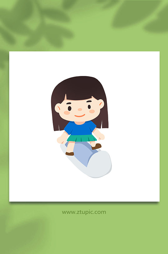 女孩蹲厕文明如厕人物元素插画