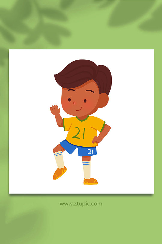 卡通准备动作世界杯足球运动员元素插画