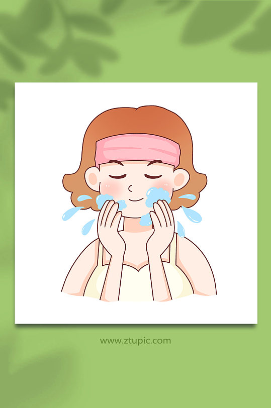 洗面奶女性面部清洁头部护理元素插画