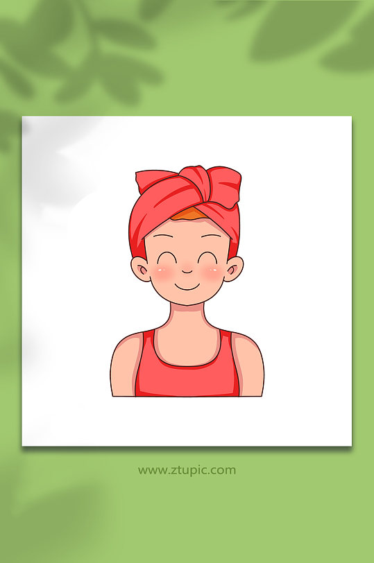 擦头发女性面部清洁头部护理元素插画