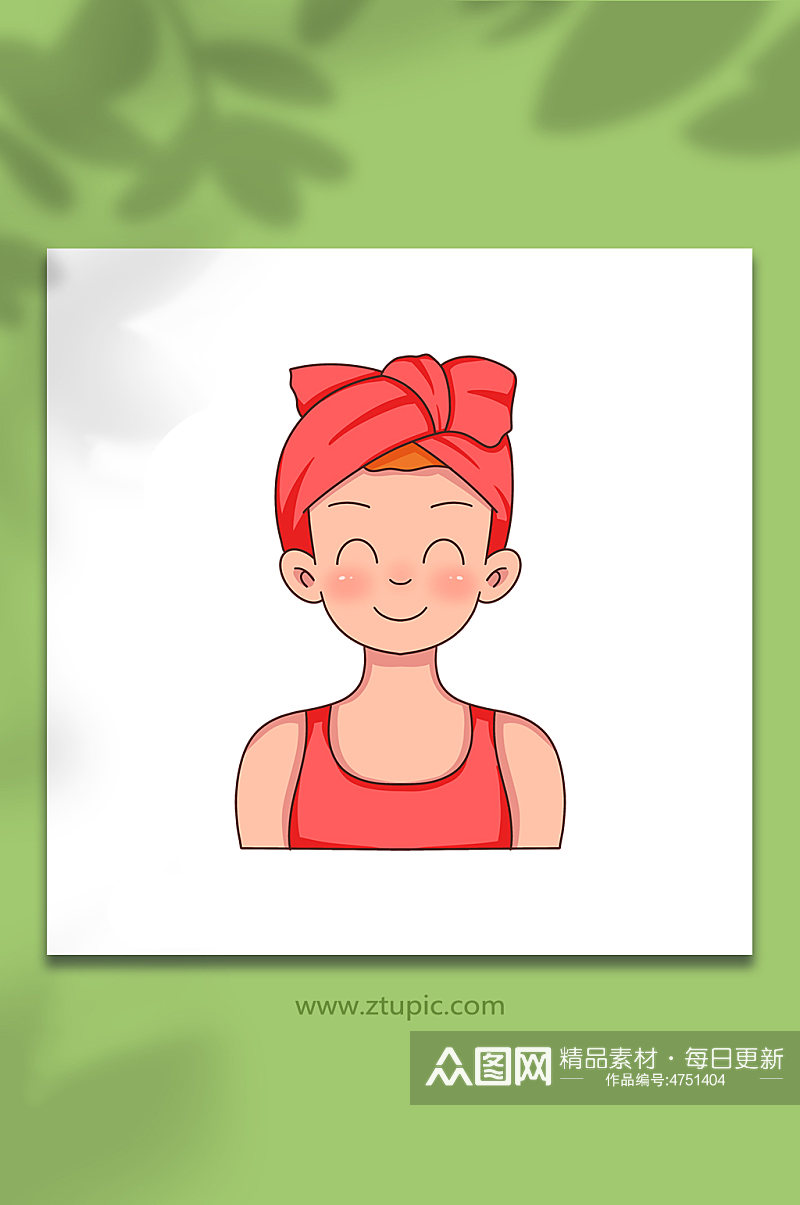 擦头发女性面部清洁头部护理元素插画素材