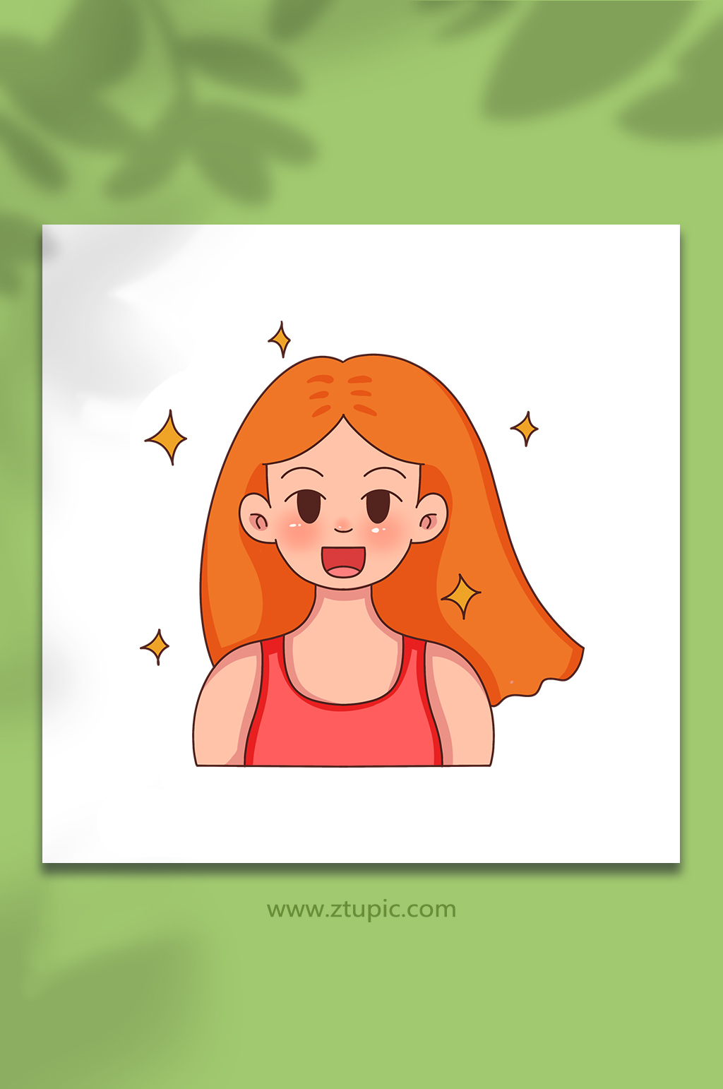 靓丽女性面部清洁头部护理元素插画素材
