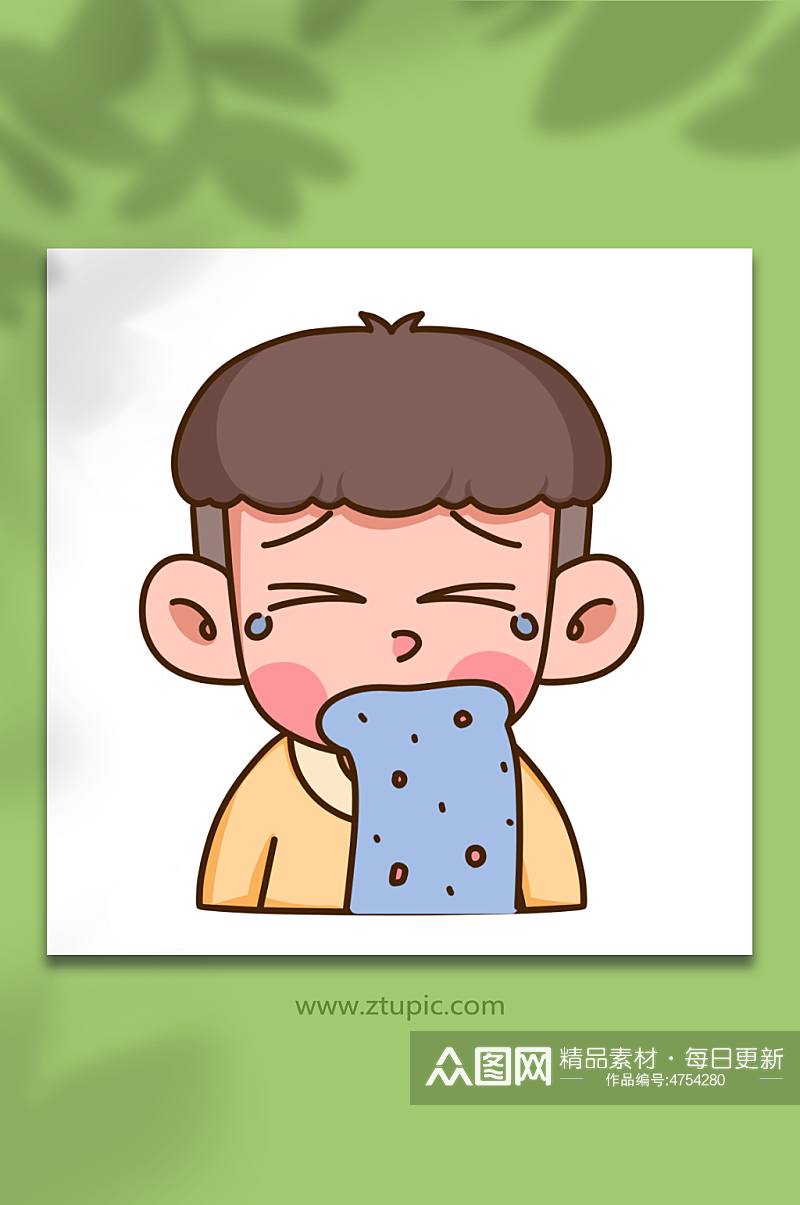 呕吐冬季预防感冒人物元素插画素材