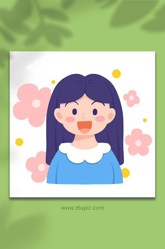 容光焕发女性面部清洁头部护理元素插画